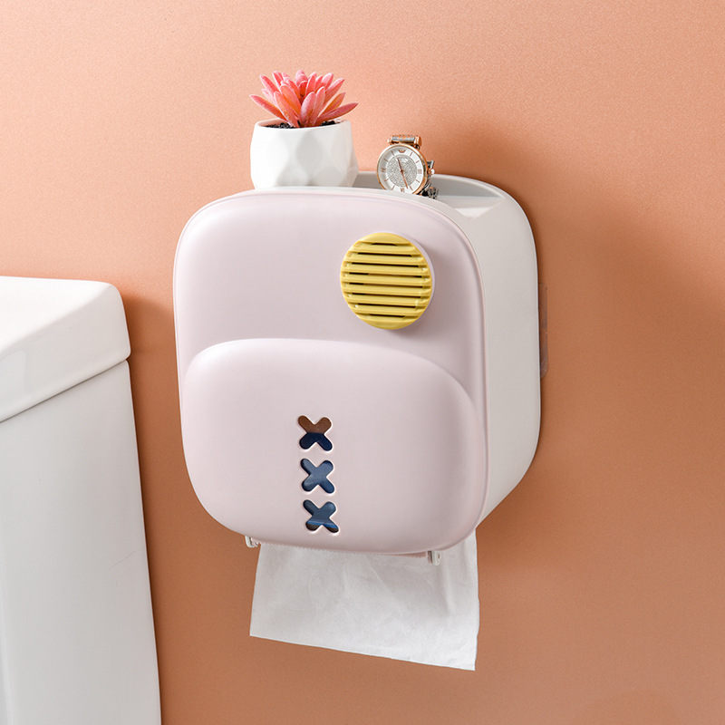 多功能纸巾盒厕所壁挂式无痕卫生间北欧ins创意可爱香薰抽纸盒：嫩藕粉
