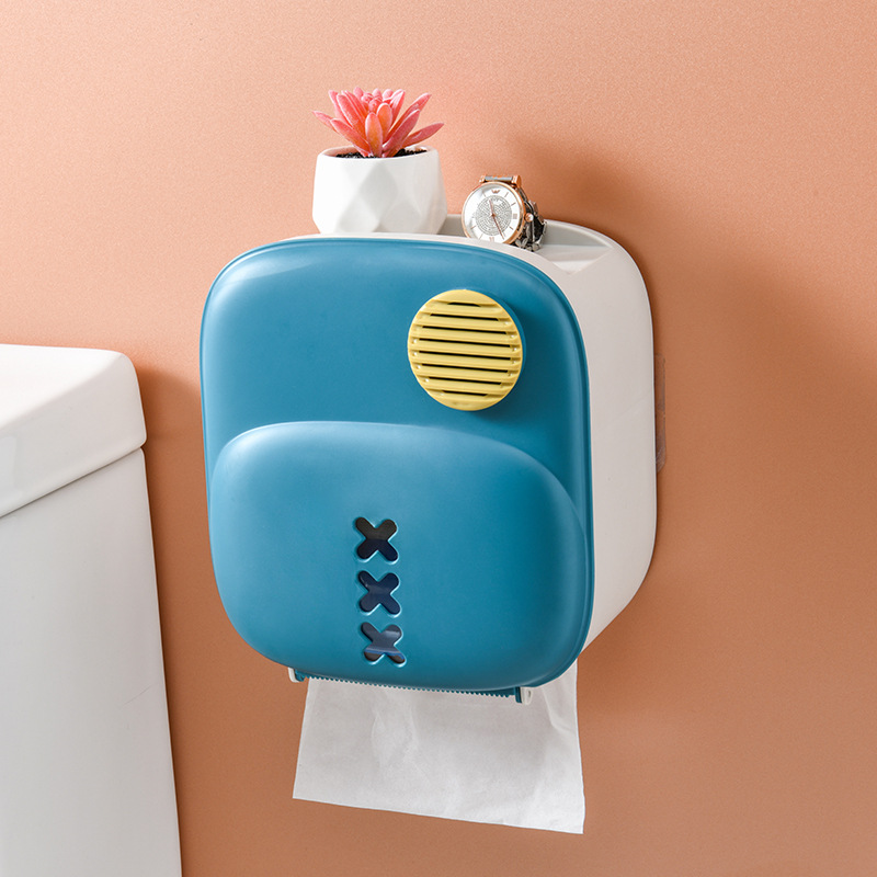 多功能纸巾盒厕所壁挂式无痕卫生间北欧ins创意可爱香薰抽纸盒：湖水蓝