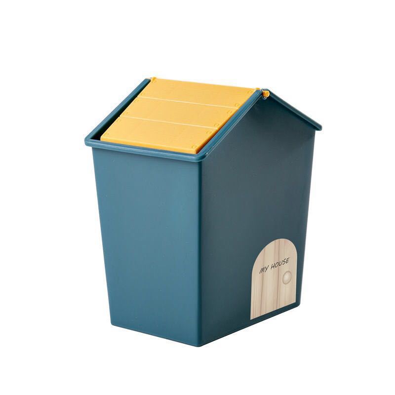 创意桌面网红垃圾桶少女心迷你收纳盒桌上可爱茶几车载卧室垃圾桶：垃圾桶 孔雀蓝
