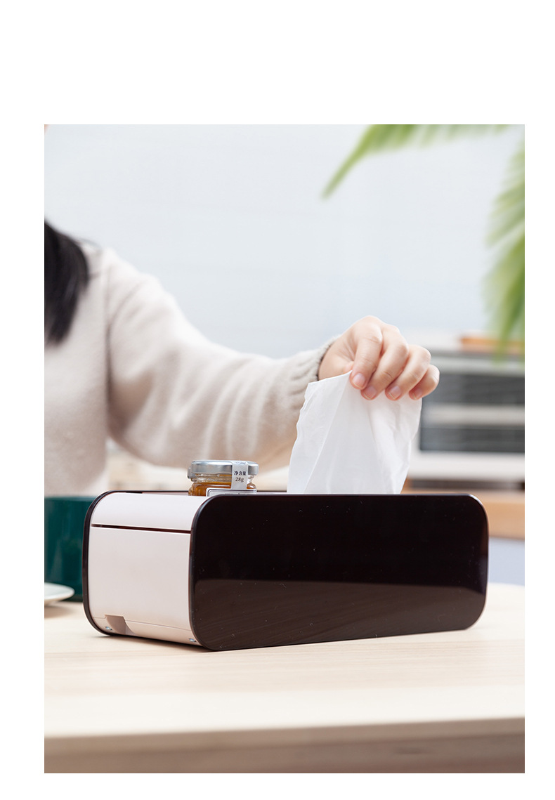 稻草熊多功能智能闹钟纸巾盒客厅茶几创意家居时间温度显示收纳盒