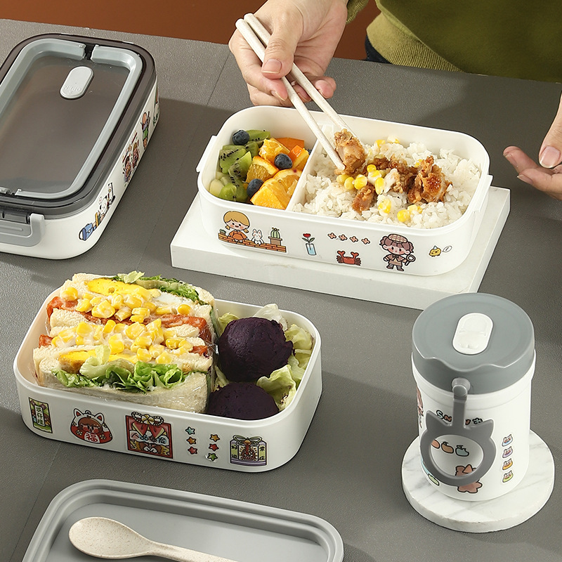 多层分隔型保温塑料手提饭盒上班族学生大容量分格便当餐盒