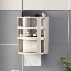 厕所纸巾盒可叠加多功能防水收纳卷纸抽纸架免打孔壁挂置物架