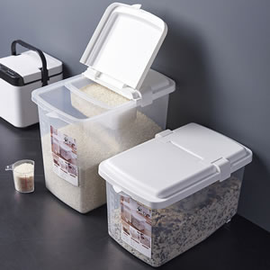 厨房翻盖式透明10kg米桶储米箱米缸防虫防潮加厚带盖