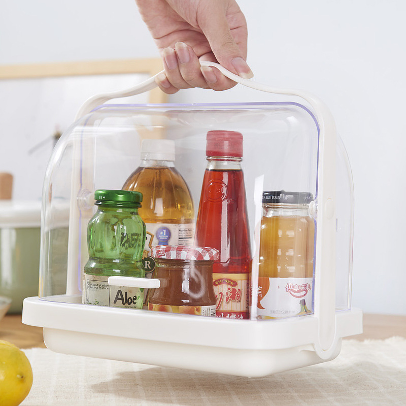 食品收纳箱 厨房防尘调味瓶储物盒：透明