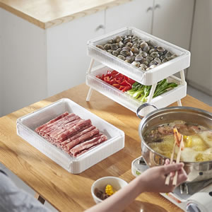 创意火锅配菜盘 可折叠厨房置物架 家用多层沥水配菜架塑料凉菜盘