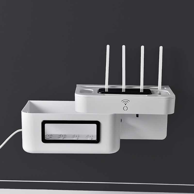 wifi无线路由器收纳盒壁挂式机顶盒插线板插座整理电线收纳盒
