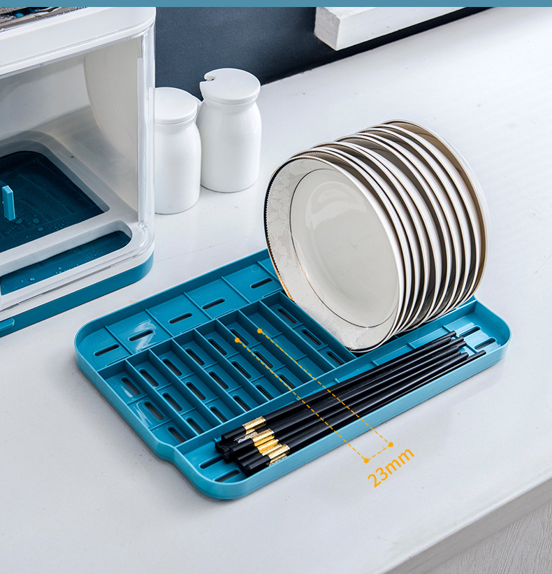 厨房装碗筷收纳盒碗柜带盖沥水置物架碗碟塑料放碗箱分层家用碗架