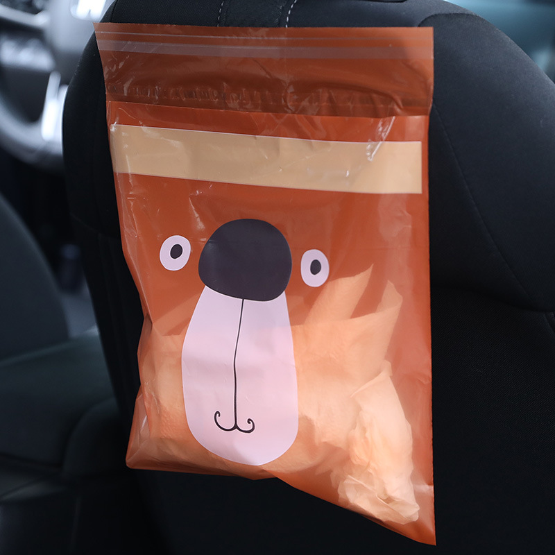 汽车车载垃圾袋垃圾桶粘贴式创意可爱便携收纳车内用一次性清洁袋：棕熊