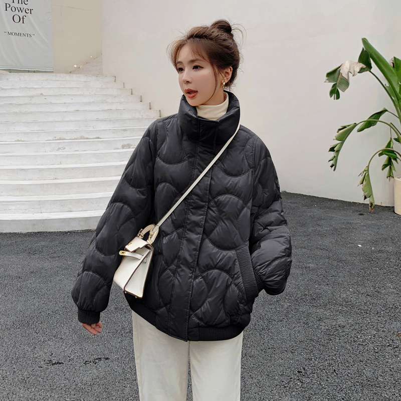 2021冬季新款韩版气质百搭保暖小个子白鸭绒外套轻便羽绒服女装潮：黑色