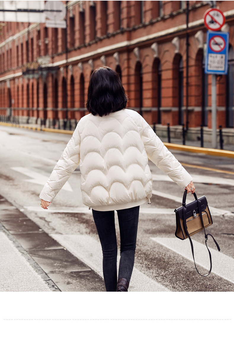 羽绒服女短款小个子2021冬季新款时尚撞色拼接气质白鸭绒外套女装