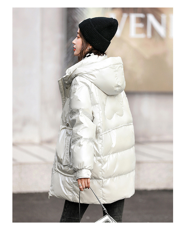 白鸭绒外套女装2021年冬季新款时尚气质加厚保暖连帽中长款羽绒服